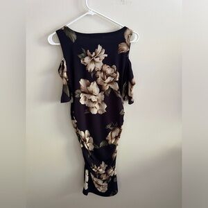 MyBump ruched navy floral maternity dress